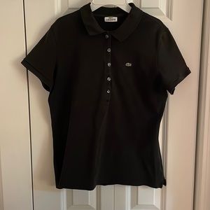 Lacoste Women’s Black Short Sleeve Polo, Size Small